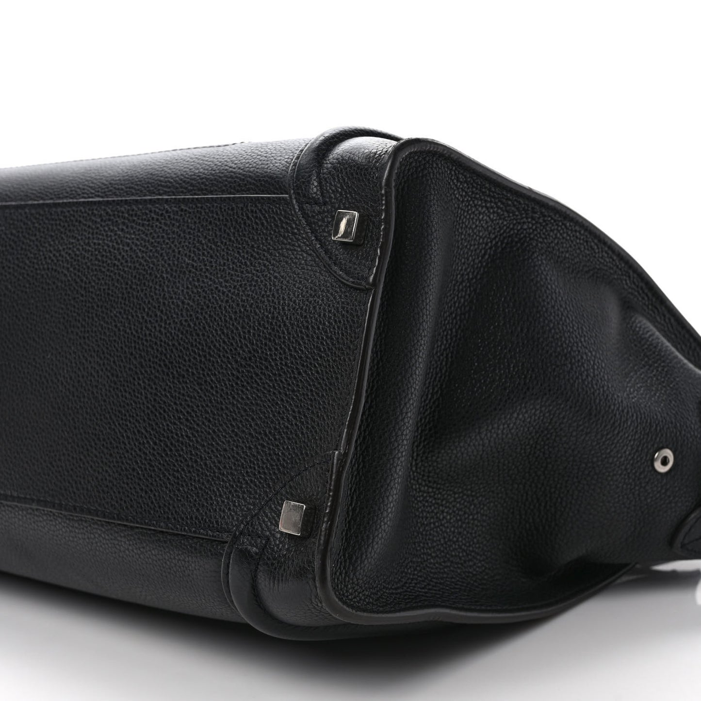 Drummed Calfskin Shoulder Luggage Black