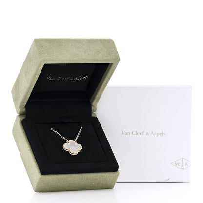Van Cleef & Arpels 18K Yellow Gold Mother of Pearl Vintage Alhambra Pendant Necklace 6 of 6