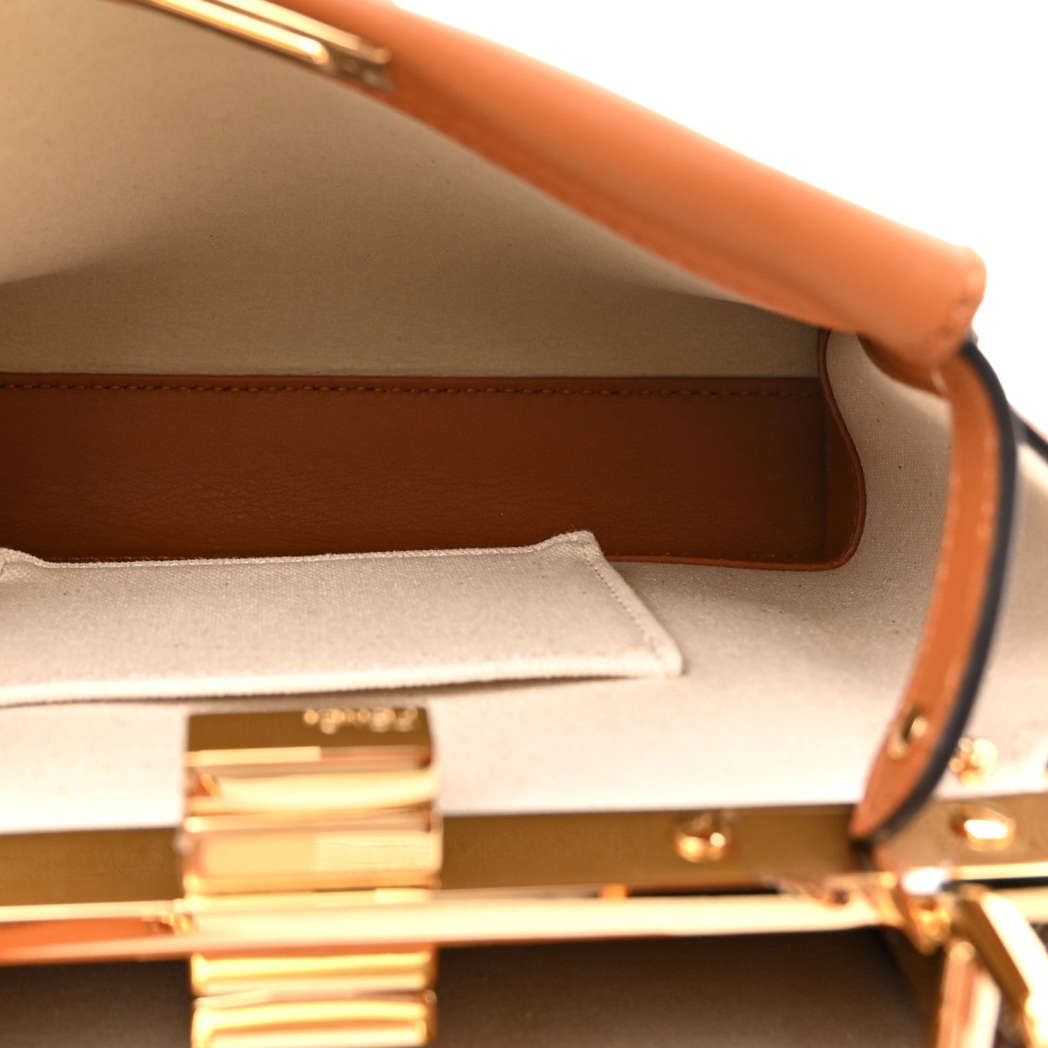 Fendi Vitello Seta Canvas FF Embroidered Mini Peekaboo Iconic Satchel Brandy Grezzo 4 of 11