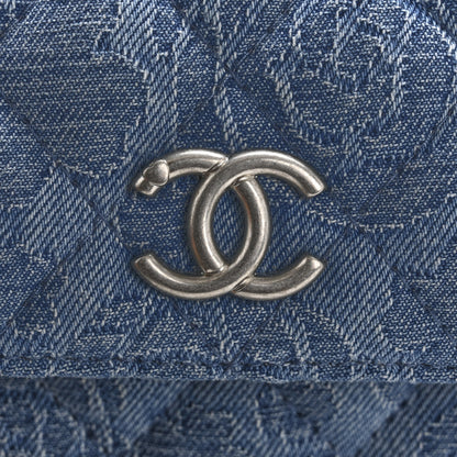 Chanel Denim Quilted Camellia Sweetheart Card Holder With Chain Blue 11 of 13