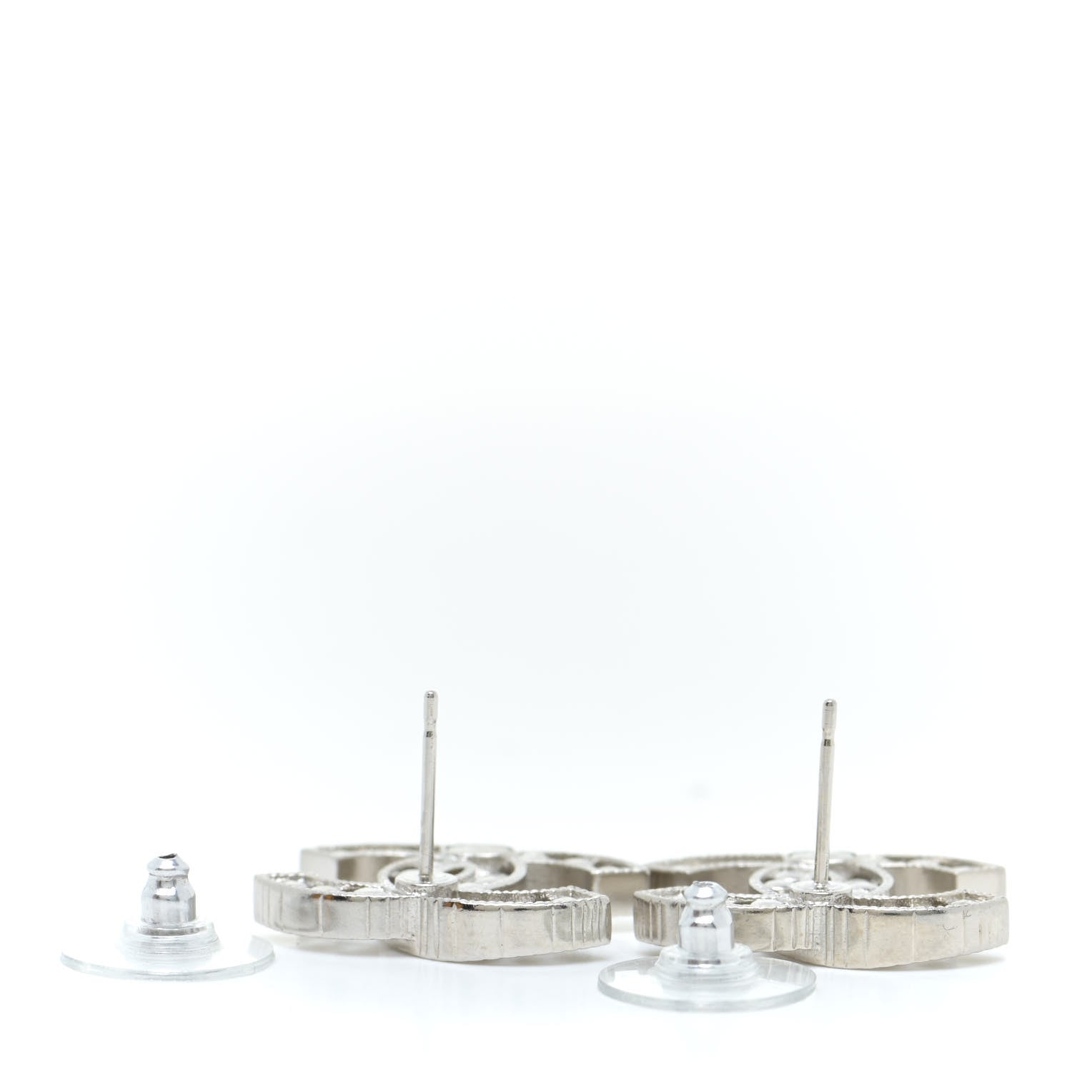 Chanel Crystal CC Earrings Silver 3 of 5