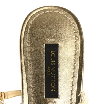 Louis Vuitton Metallic Calfskin Crystal Flower Thong Flat Sandals 37.5 Gold 7 of 14