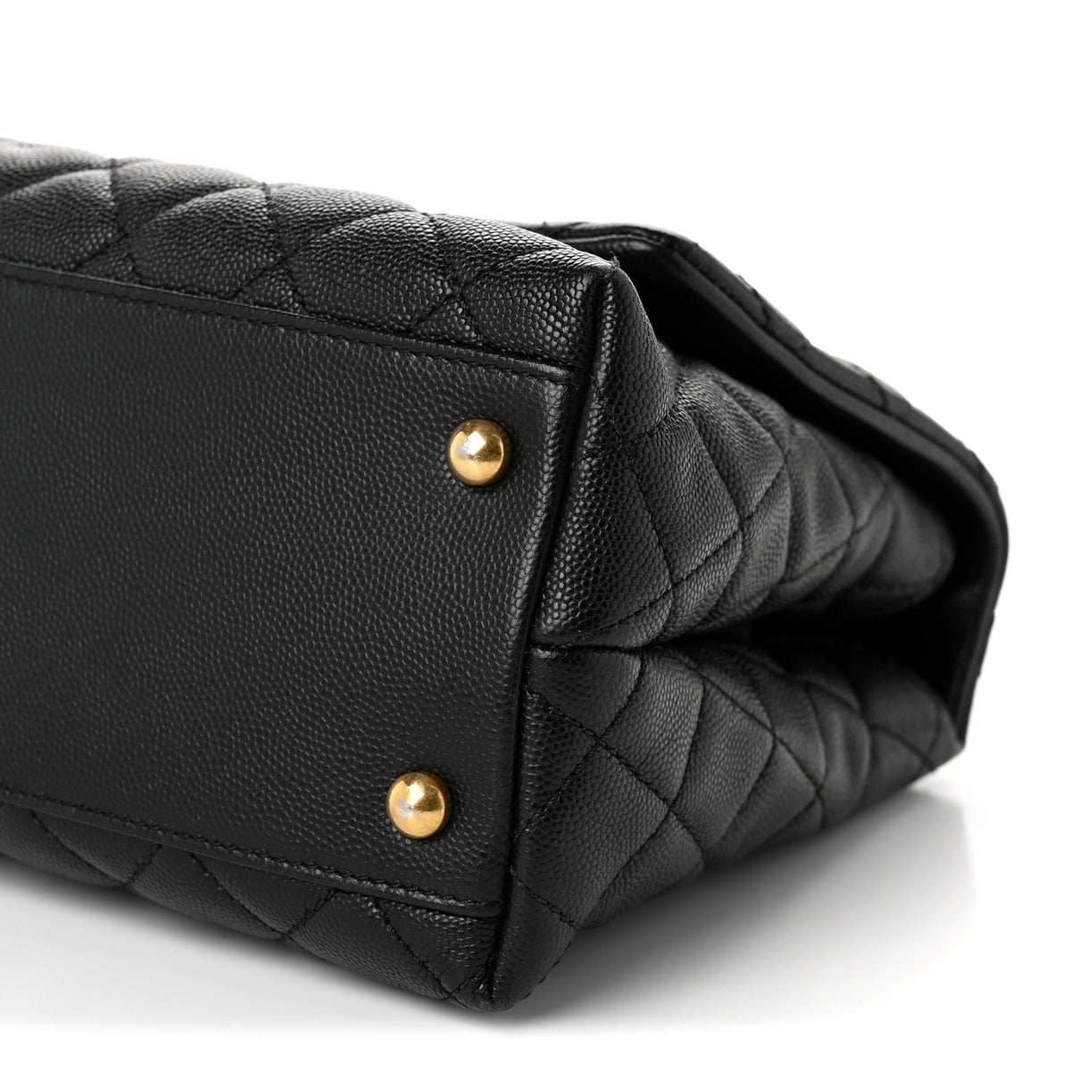 Caviar Quilted Small Coco Handle Flap Black