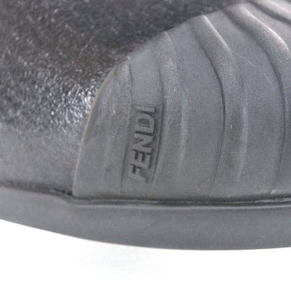Fendi Textured Calfskin Rubber Toe Lace Up Boots 36 Black 4 of 9