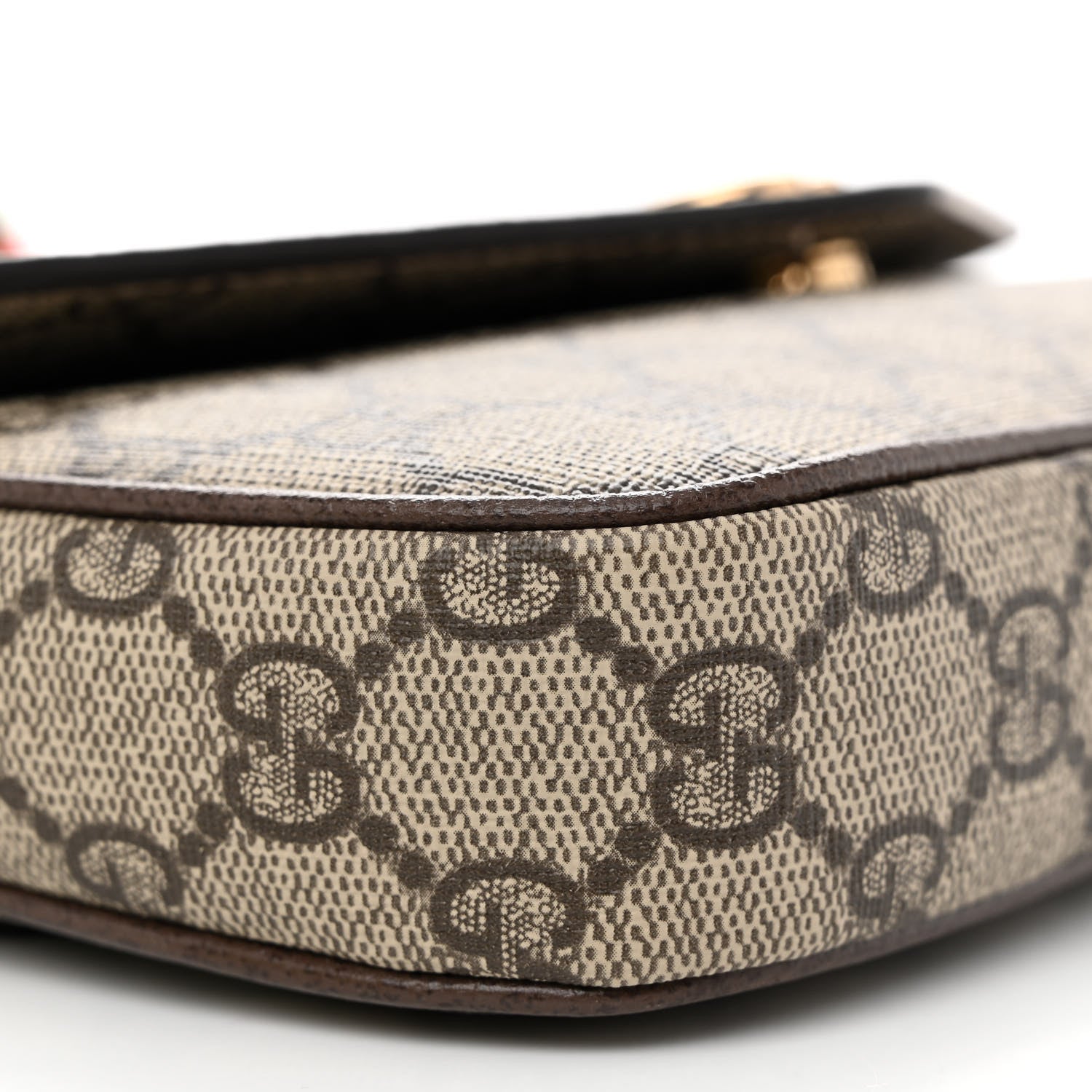 Gucci GG Supreme Monogram Textured Dollar Calfskin Web Mini Ophidia Envelope Shoulder Bag Beige Ebony 10 of 12