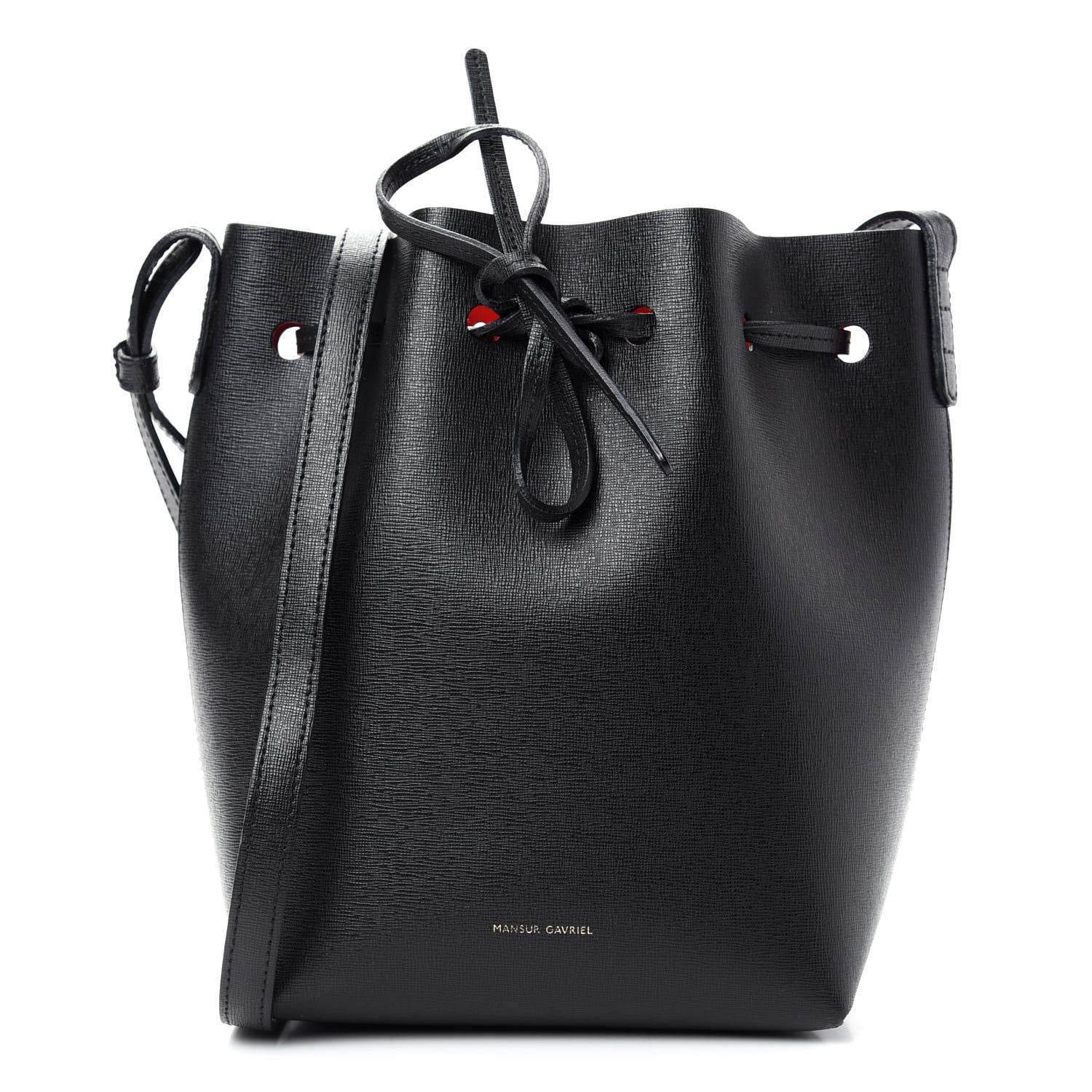 Mansur Gavriel Saffiano Mini Bucket Bag Black Flamma 1 of 10