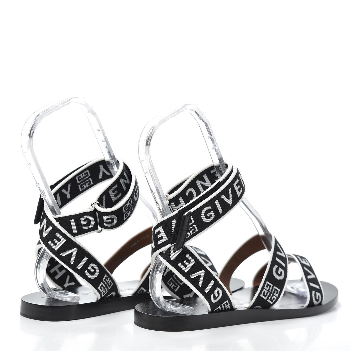 Grosgrain Cross Logo Ankle Strap Sandals 38 Black White