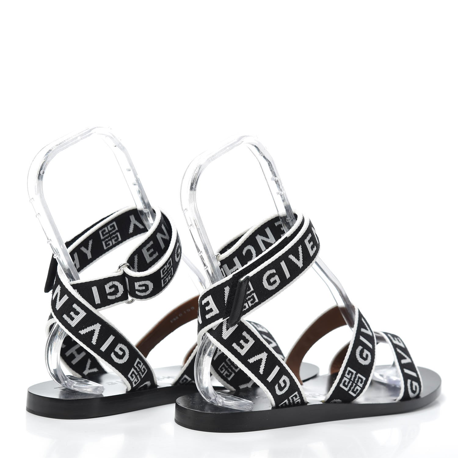 Givenchy Grosgrain Cross Logo Ankle Strap Sandals 38 Black White 3 of 6