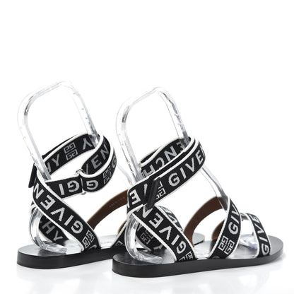 Givenchy Grosgrain Cross Logo Ankle Strap Sandals 38 Black White 3 of 6