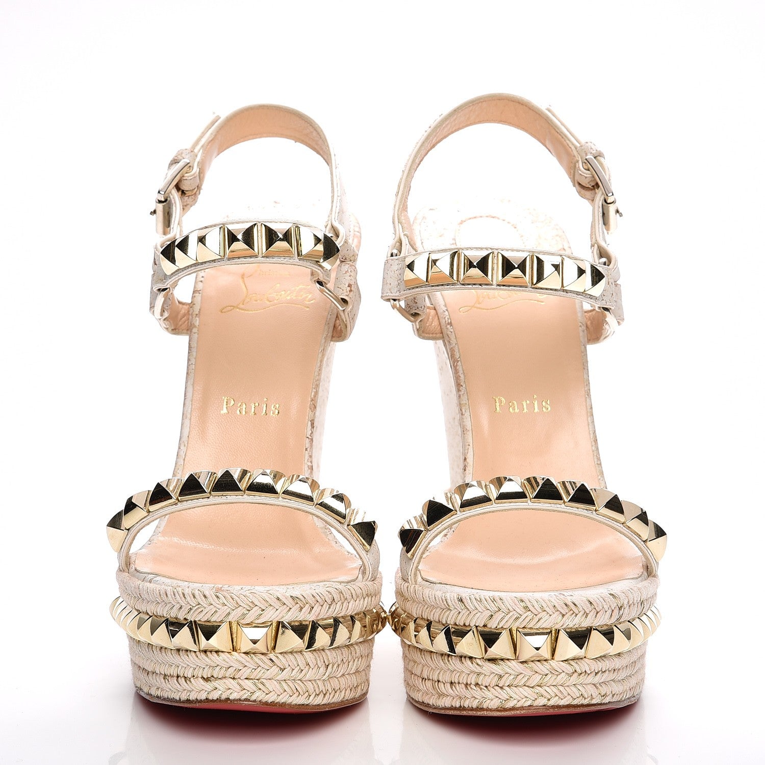 Christian Louboutin Cork Cataclou 140 Wedge Sandals 40 Off White 2 of 7