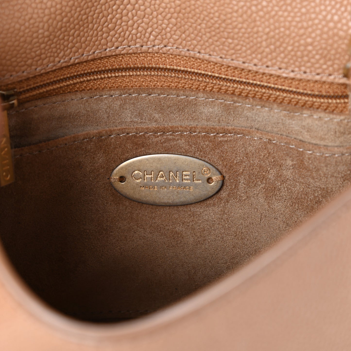 Grained Calfskin Mini Square Classic Pure Flap Brown