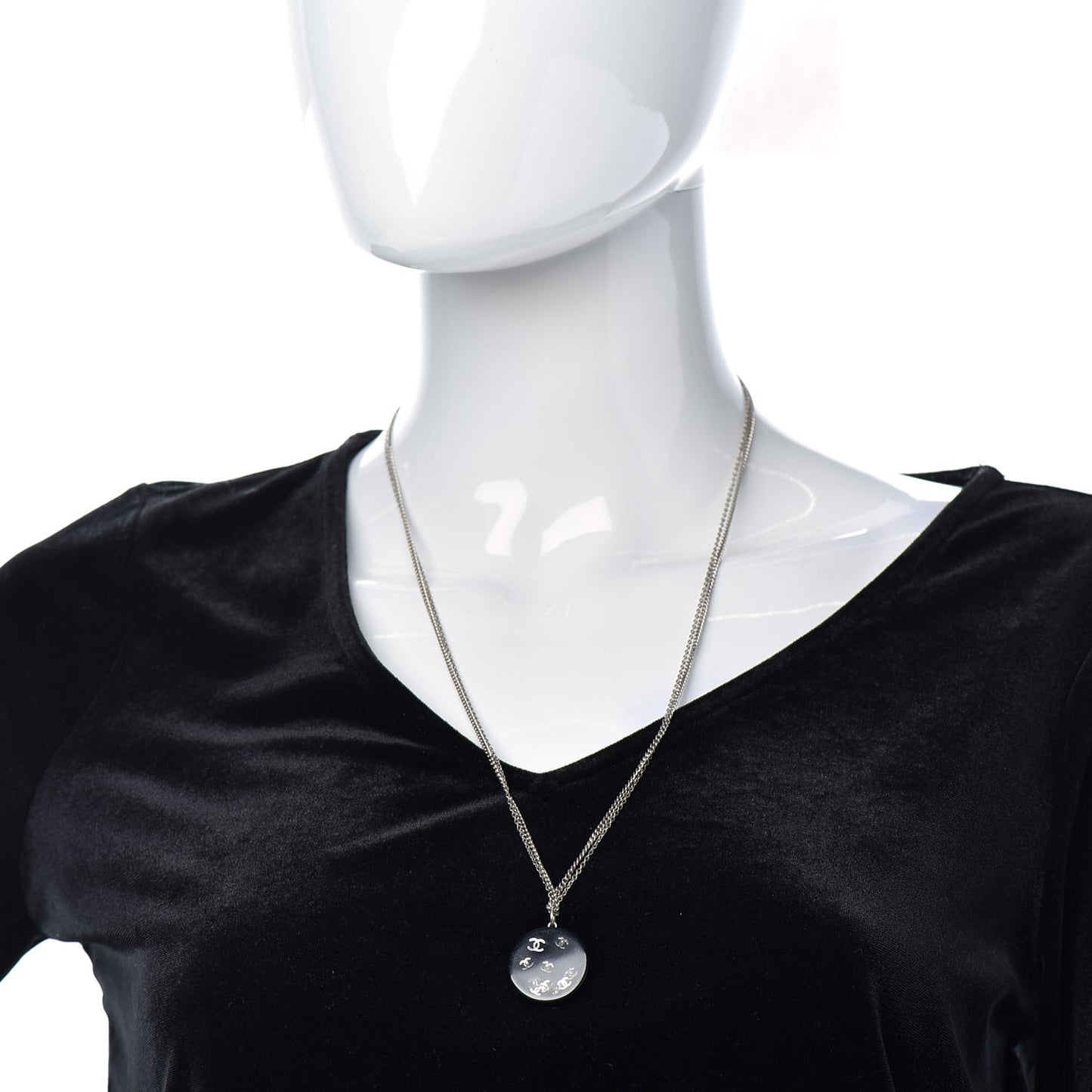 Resin CC Necklace Black Silver