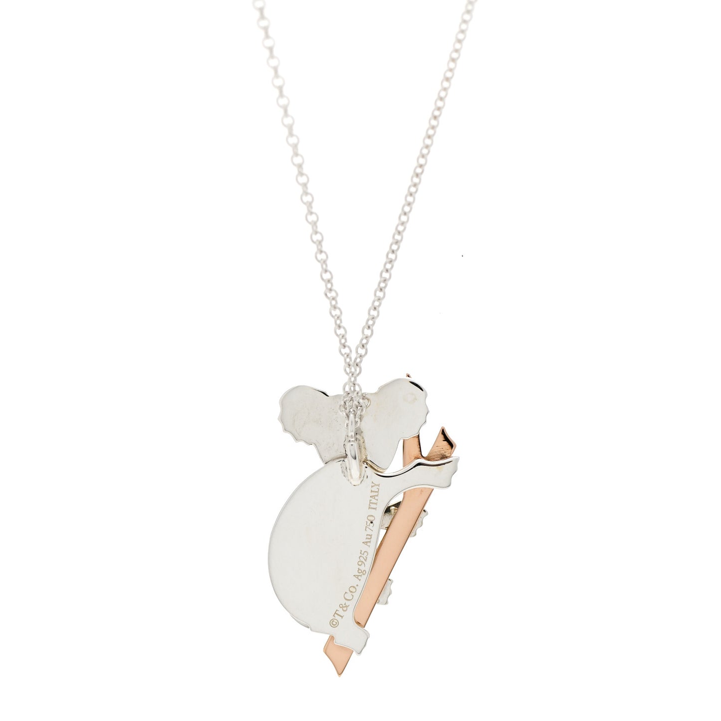 Sterling Silver 18K Rose Gold Save the Wild Koala Pendant Necklace