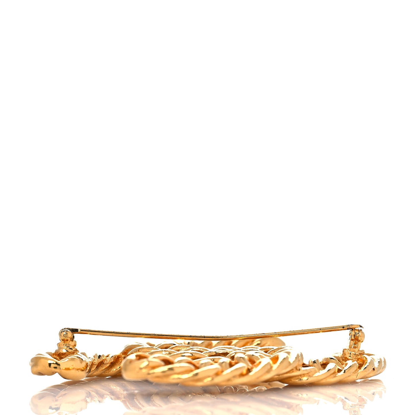 Metal Chain CC Brooch Gold
