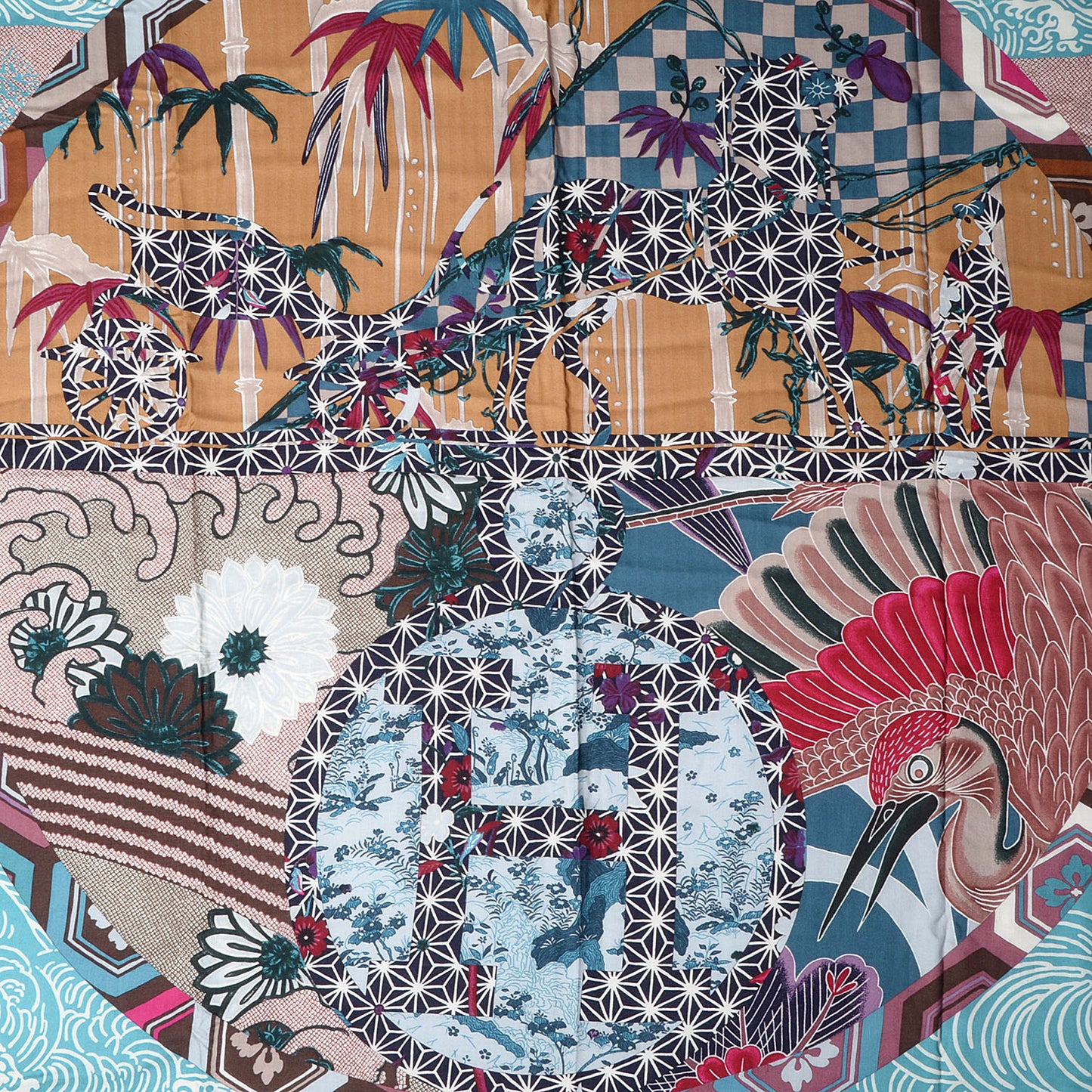 Cashmere Silk Ex Libris En Monogram Kimonos Shawl 140