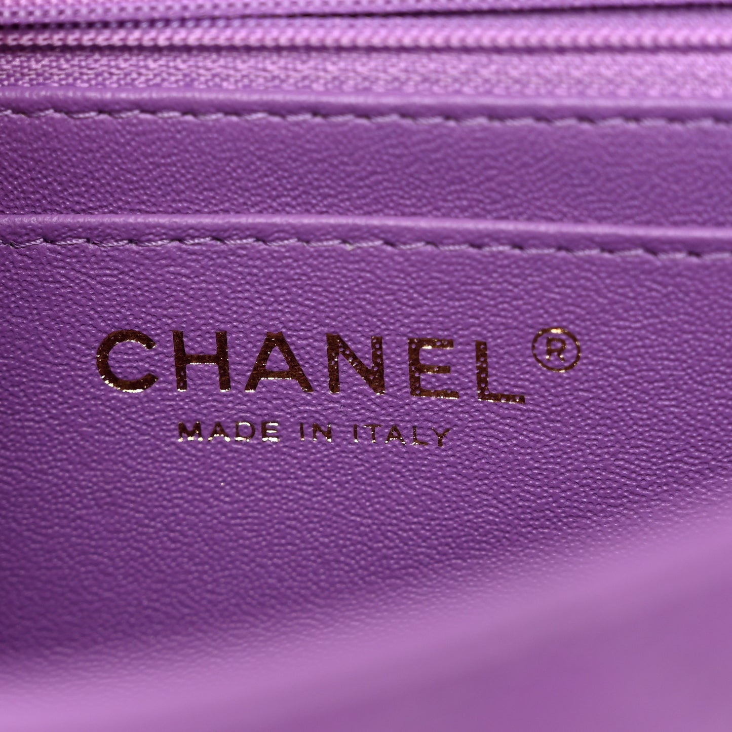 Lambskin Quilted Mini Rectangular Flap Purple