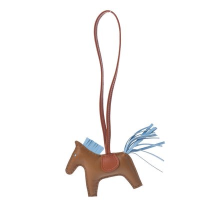 Hermes Milo Lambskin Grigri Rodeo Horse Bag Charm PM Kraft Celeste Pain D'Epice 1 of 5