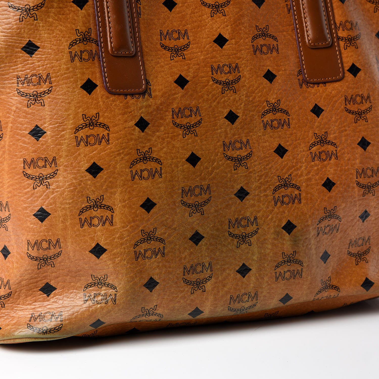 MCM Visetos Medium Liz Reversible Shopper Tote Cognac 23 of 39