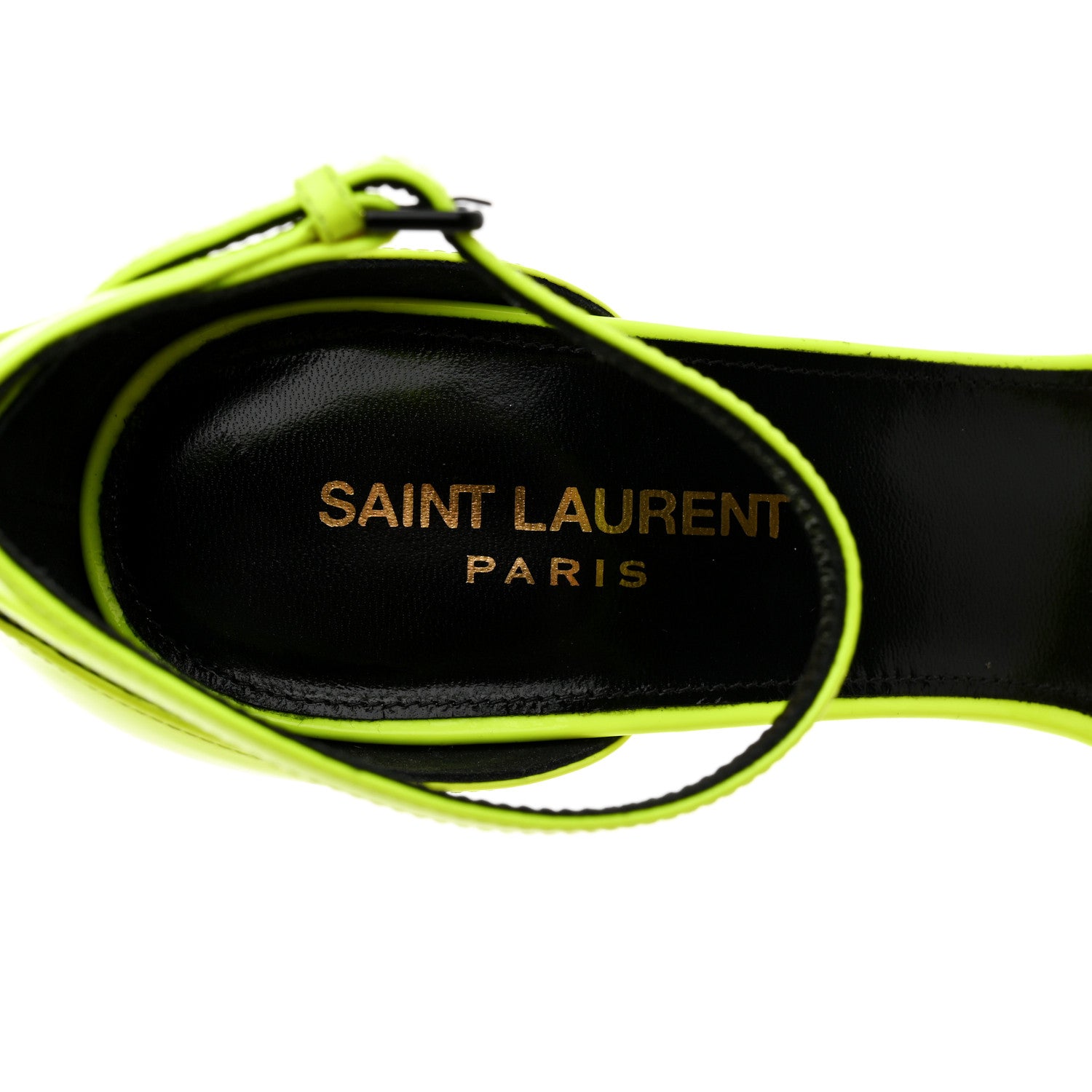 Saint Laurent Patent Calfskin Amber 105 Ankle Strap Sandals 39 Yellow Fluo 7 of 9
