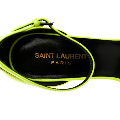 Saint Laurent Patent Calfskin Amber 105 Ankle Strap Sandals 39 Yellow Fluo 7 of 9