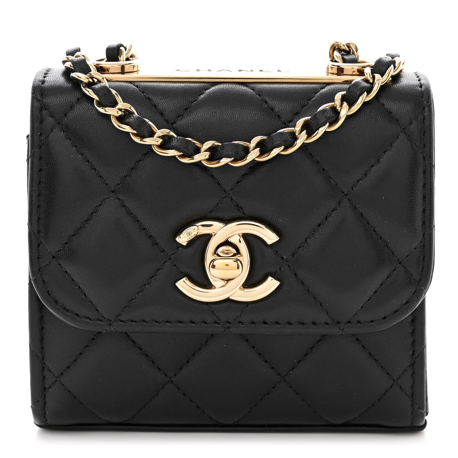 Chanel Lambskin Quilted Mini Trendy CC Chain Wallet Black 1 of 11