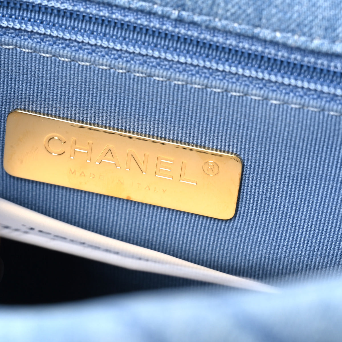 Denim Quilted Medium Chanel 19 Flap Blue