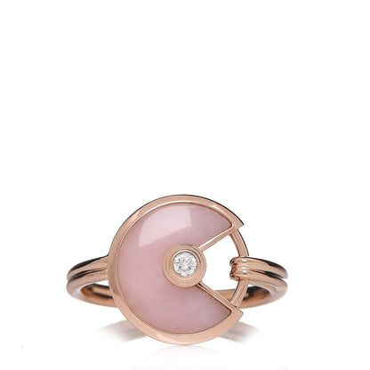 Cartier 18K Pink Gold Diamond Pink Opal Amulette de Cartier Ring 46 3.75 1 of 7