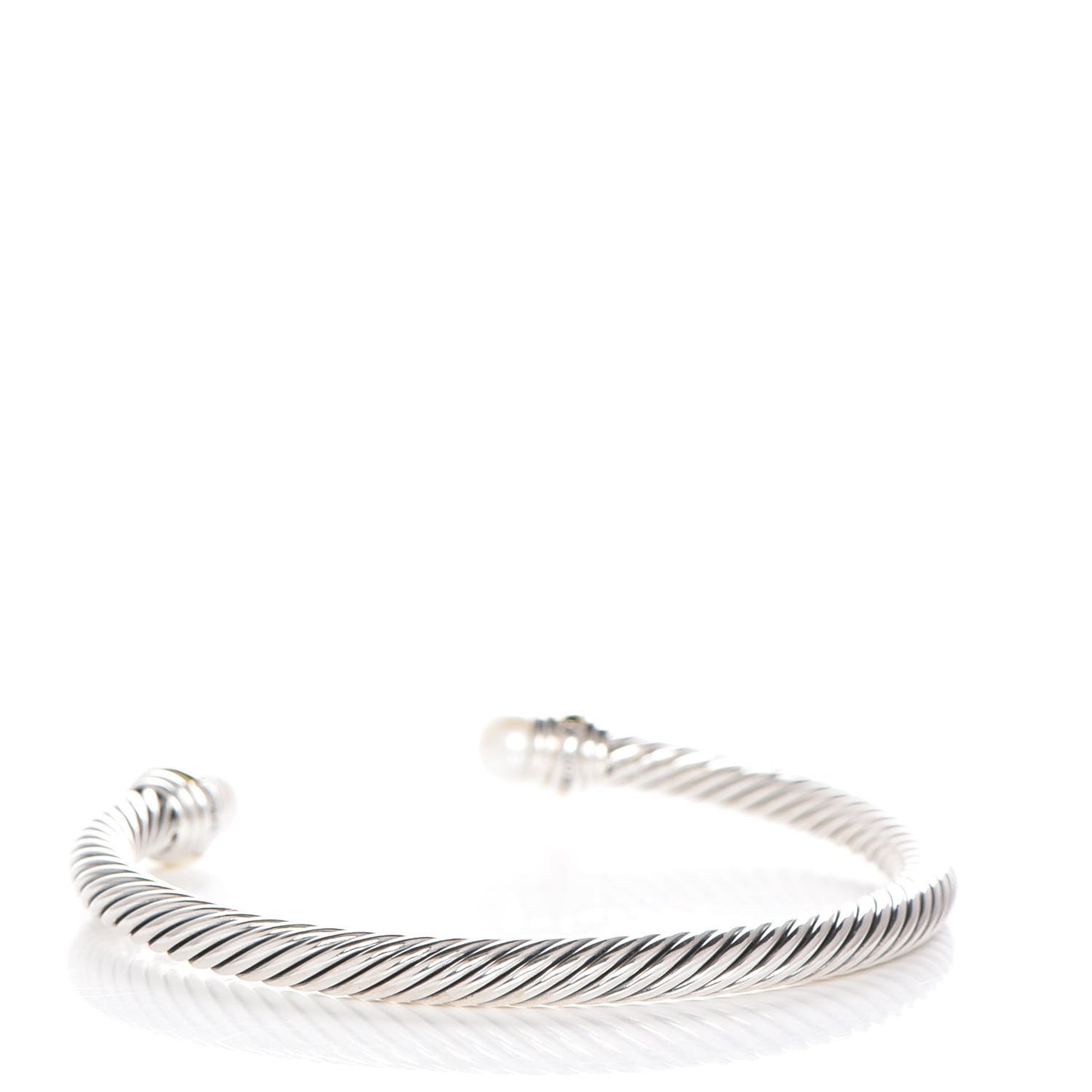 Sterling Silver 14K Yellow Gold Pearl 5mm Cable Classics Bracelet