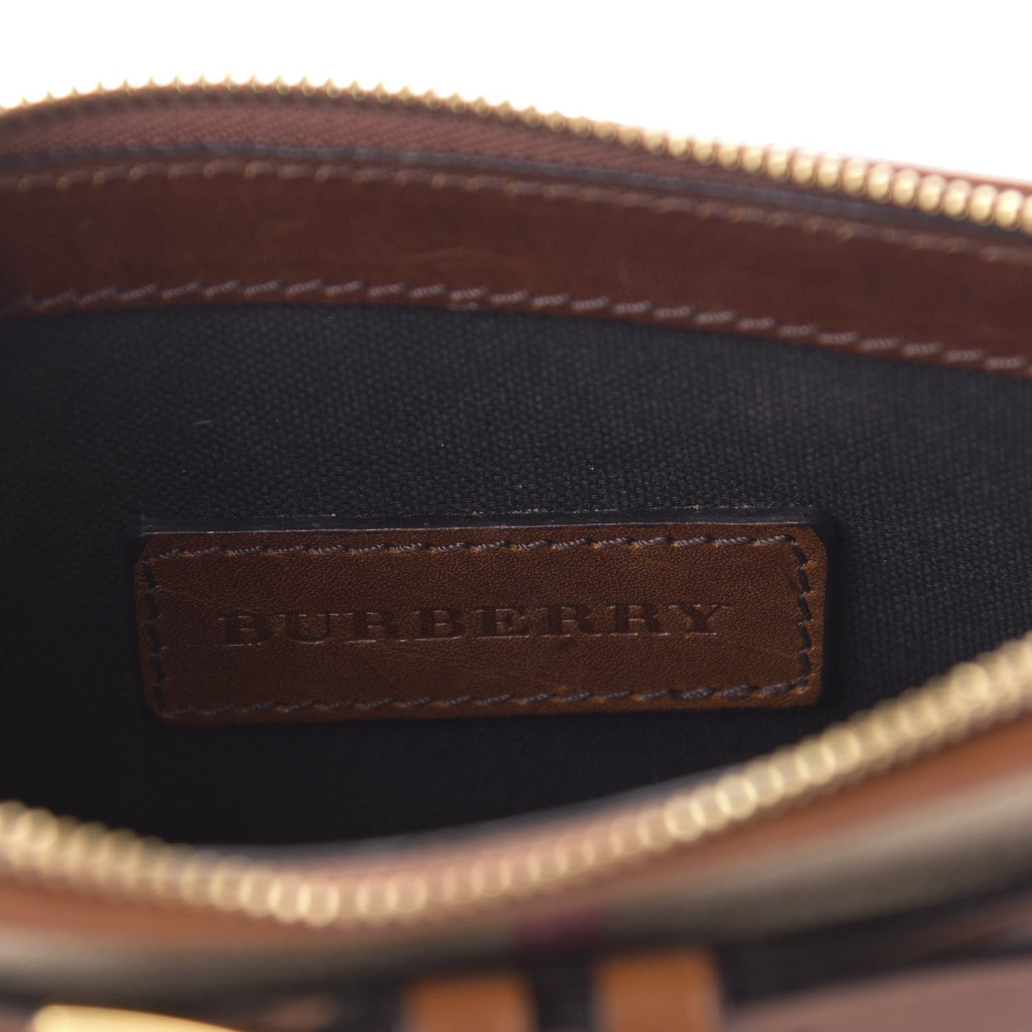 House Check Bridle Calfskin Mini Parmoor Clutch Bag Dark Tan