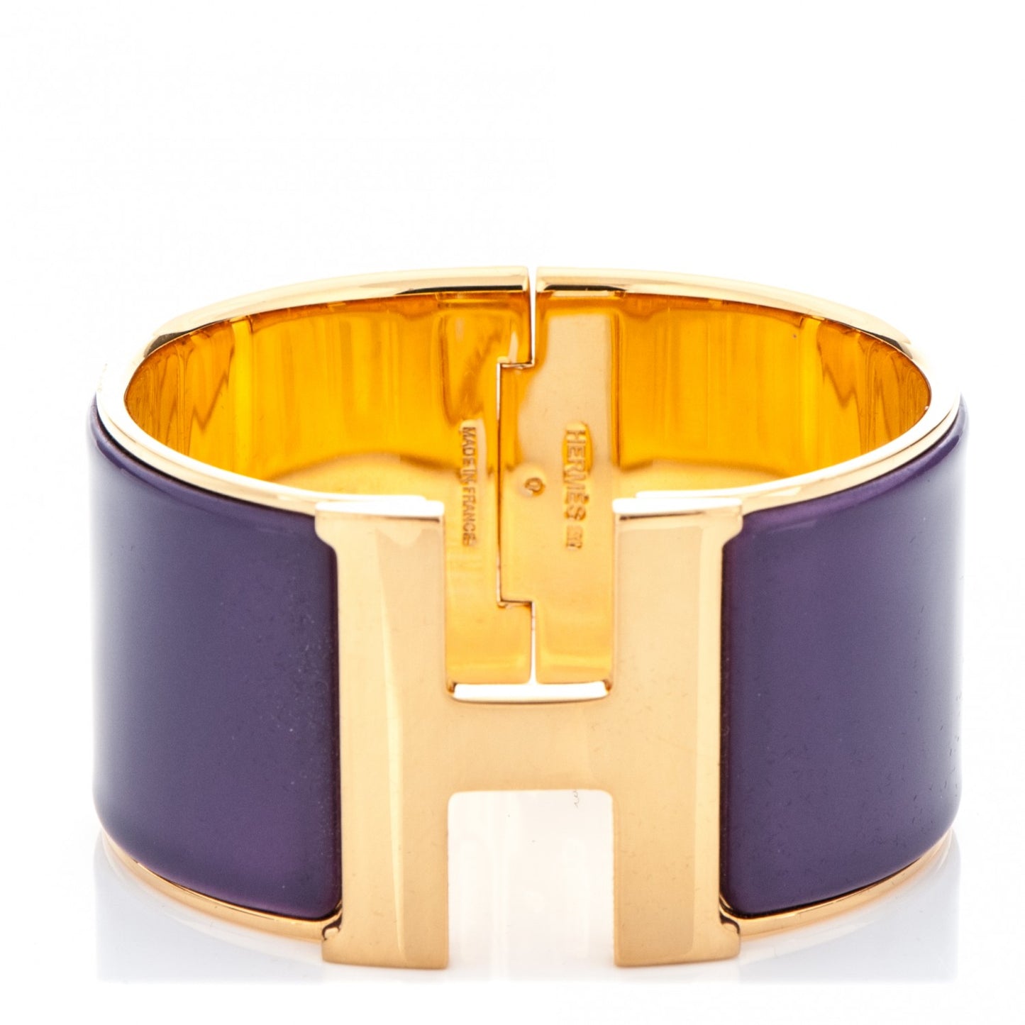Enamel Extra Wide Clic Clac H Bracelet GM Pourpre