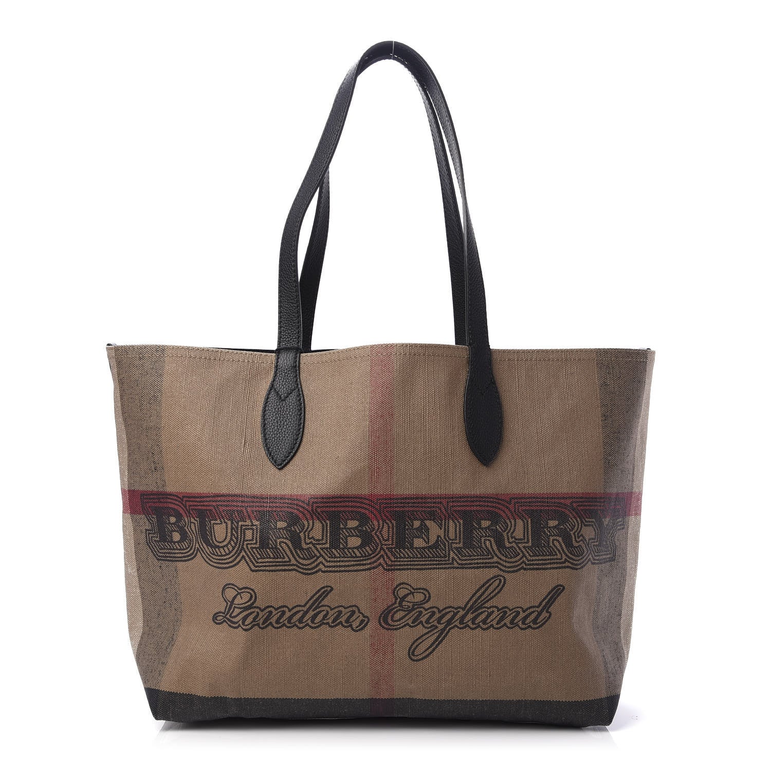 Burberry Coated Canvas Mega Check Medium Doodle Tote Black 1 of 9