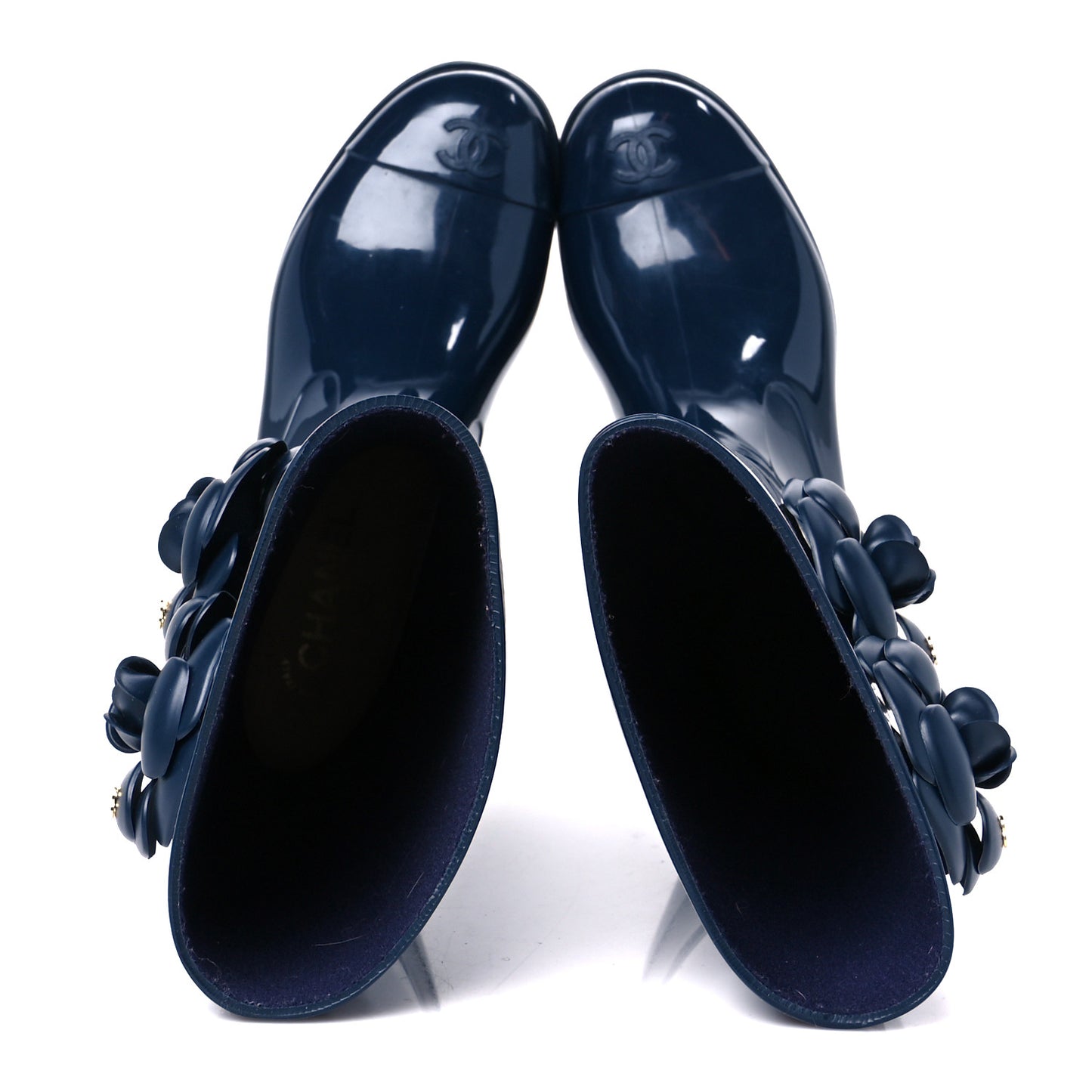 Rubber Camellia Rain Boots 37 Dark Blue