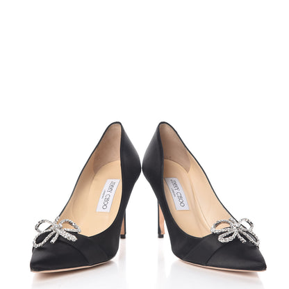 Jimmy Choo Satin Crystal Pumps 39.5 Black 3 of 10