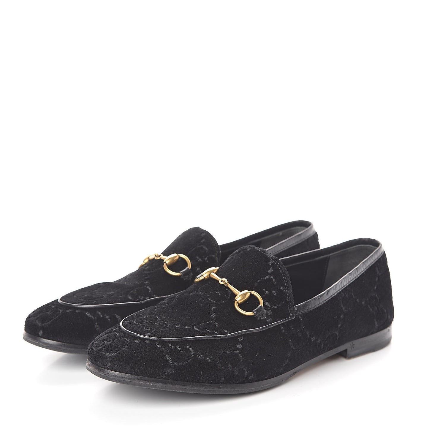 Velvet GG Monogram Horsebit Womens Jordaan Loafers 37 Black