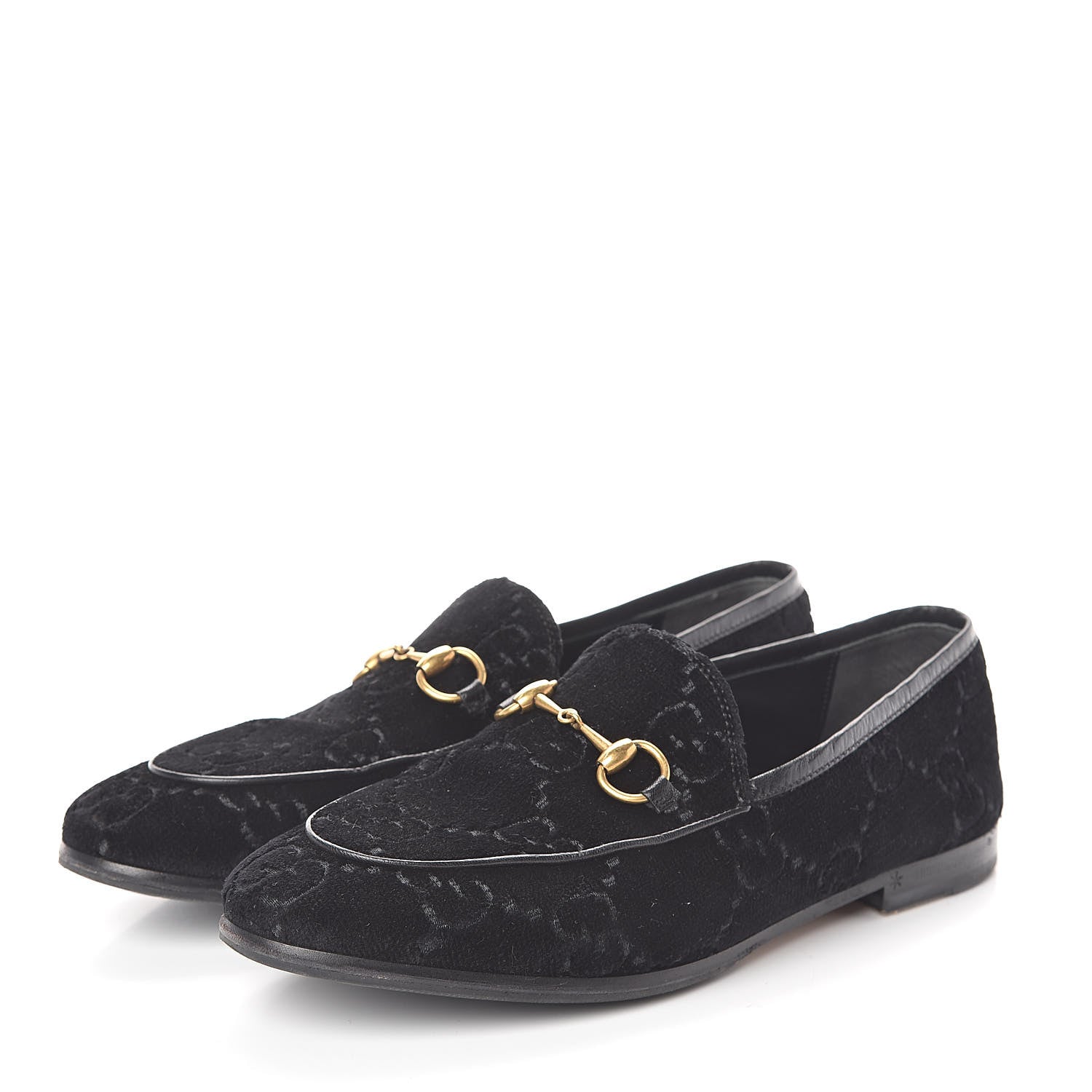 Gucci Velvet GG Monogram Horsebit Womens Jordaan Loafers 37 Black 3 of 7