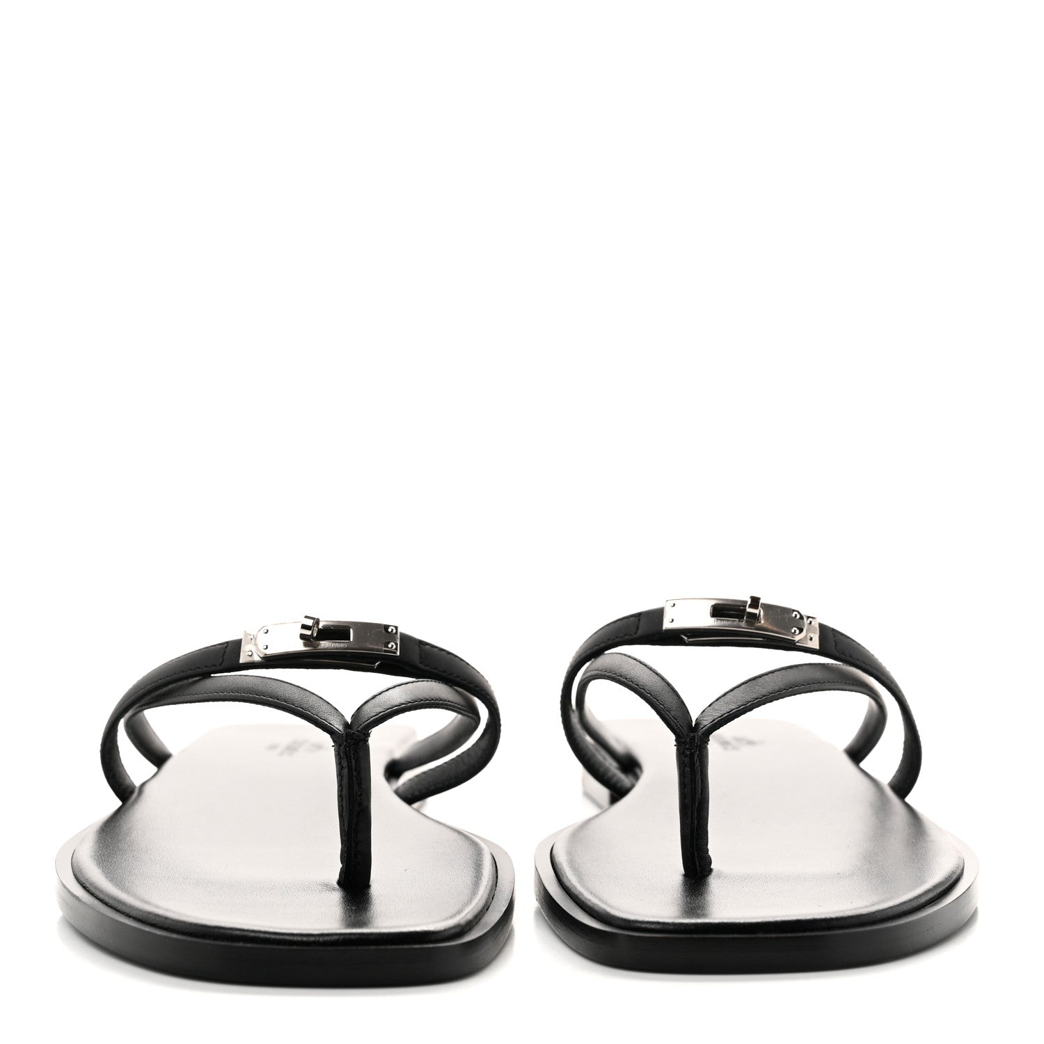Hermes Calfskin Miss Sandals 38 Black 3 of 9