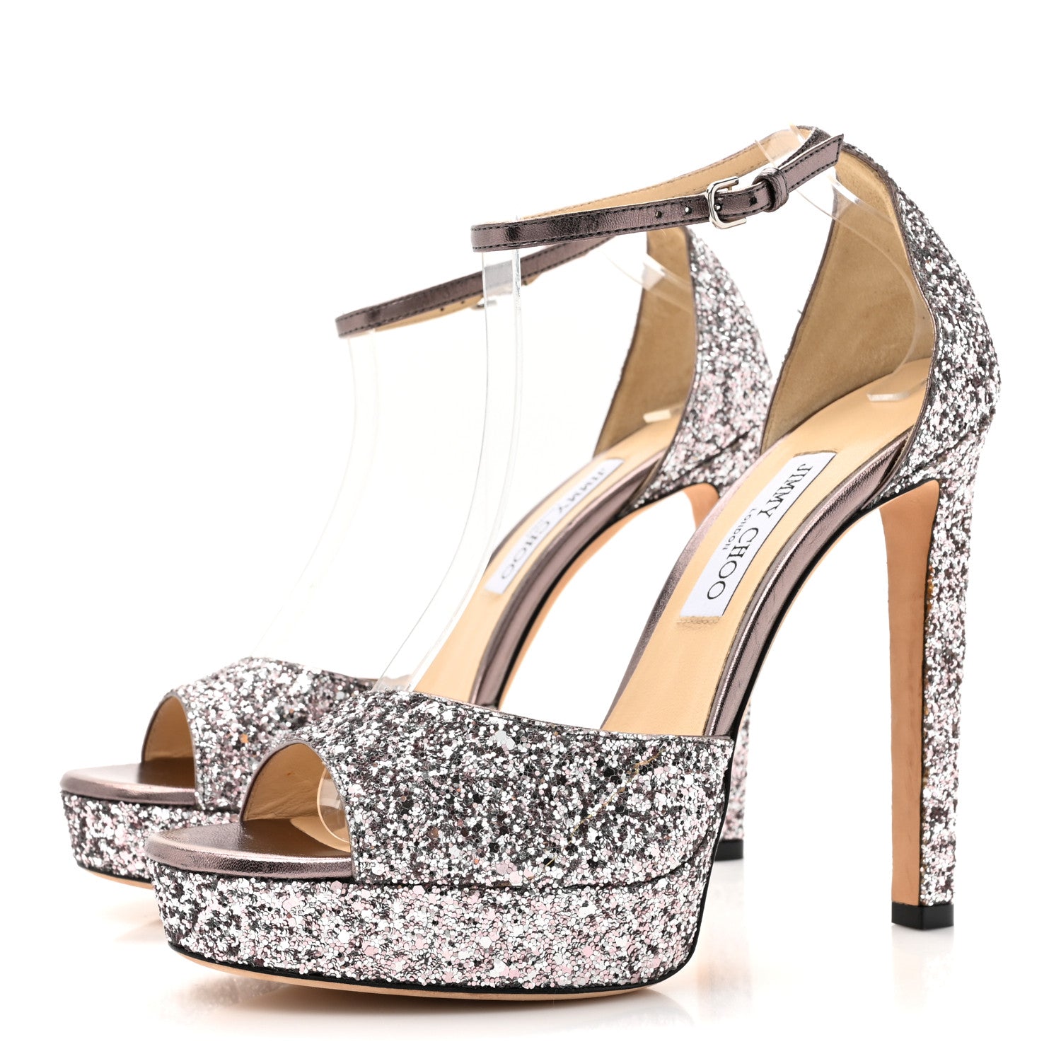 Jimmy Choo Coarse Glitter Fabric Pattie 130 Pumps 40.5 Light Lilac 3 of 13