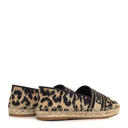 Christian Dior Cotton Embroidered Leopard Print Granville Espadrille 39.5 Natural 4 of 9