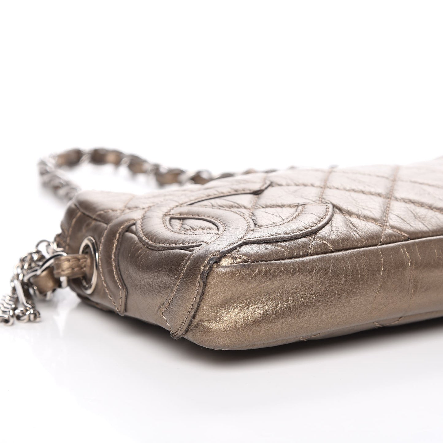 Metallic Aged Calfskin Quilted Cotton Club Pochette Bronze