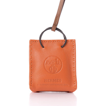 Hermes Milo Lambskin Swift Shopping Bag Charm Feu Gold 3 of 5
