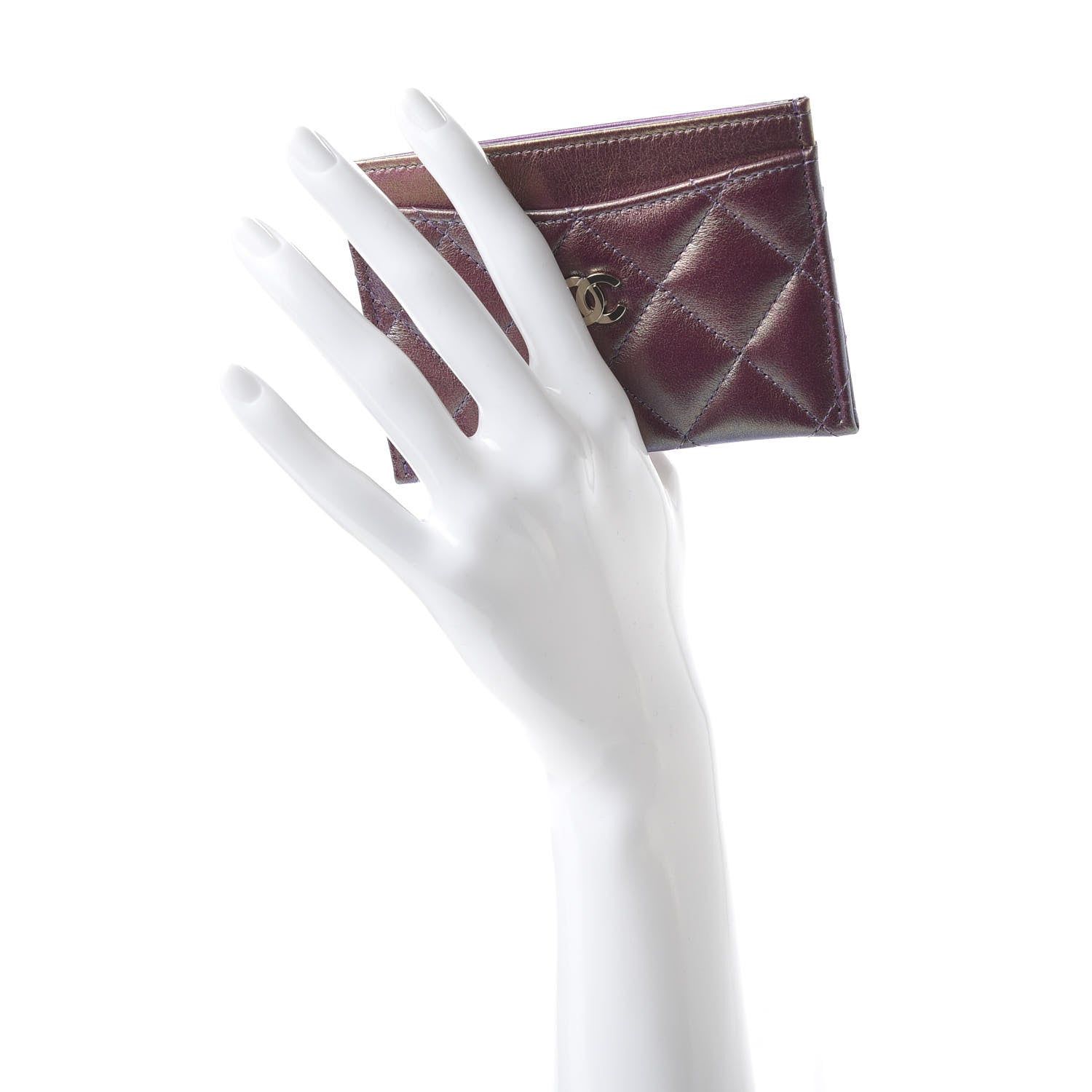 Chanel Iridescent Lambskin Quilted Card Holder Purple 2 of 10