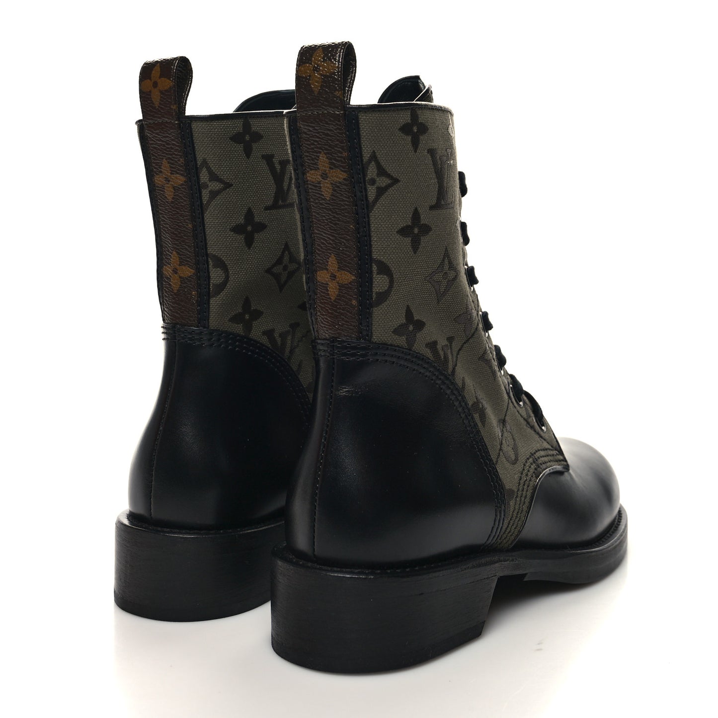 Canvas Calfskin Metropolis Flat Ranger Boot 36 Khaki Green