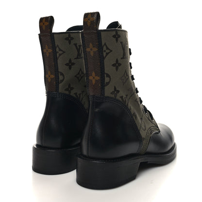 Louis Vuitton Canvas Calfskin Metropolis Flat Ranger Boot 36 Khaki Green 4 of 8