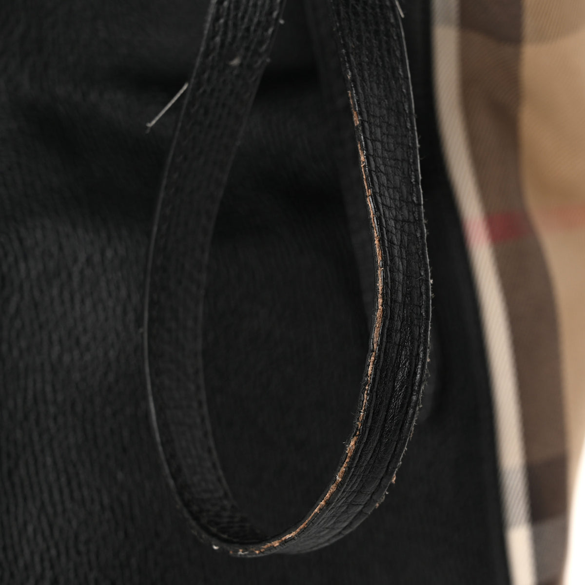 Grainy Calfskin House Check Small Canterbury Tote Black