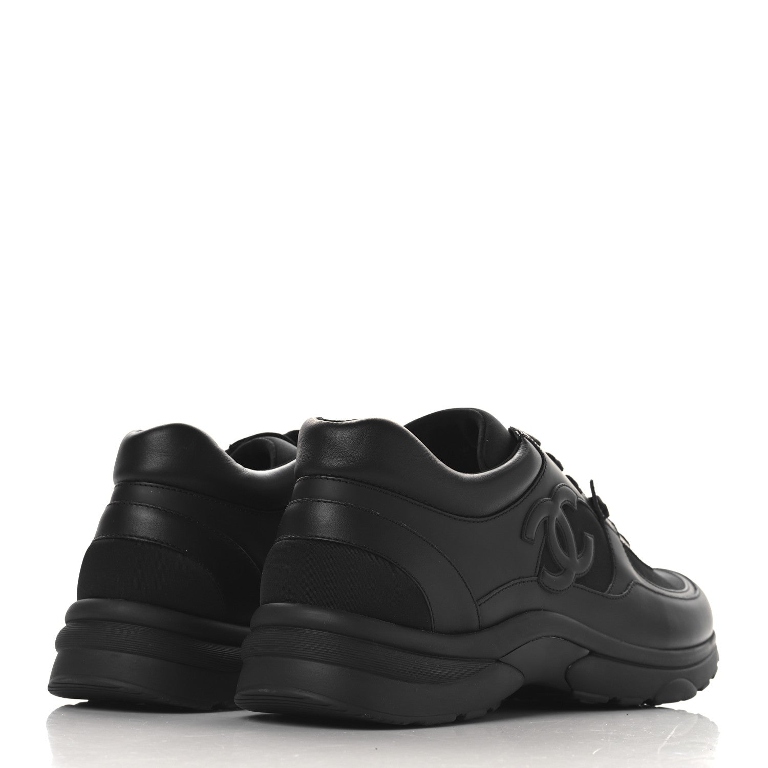 Chanel Lambskin Fabric CC Uniform Mens Sneakers 46 Black 5 of 9