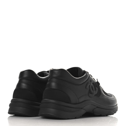 Chanel Lambskin Fabric CC Uniform Mens Sneakers 46 Black 5 of 9
