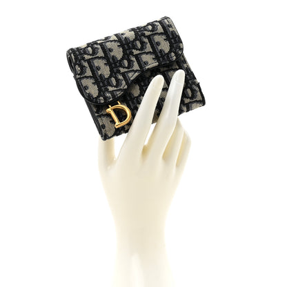 Christian Dior Oblique Saddle Lotus Wallet Blue 2 of 10