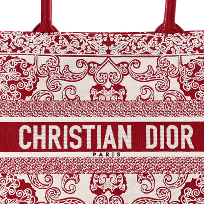 Christian Dior Canvas Embroidered Medium Book Tote Red White 8 of 12