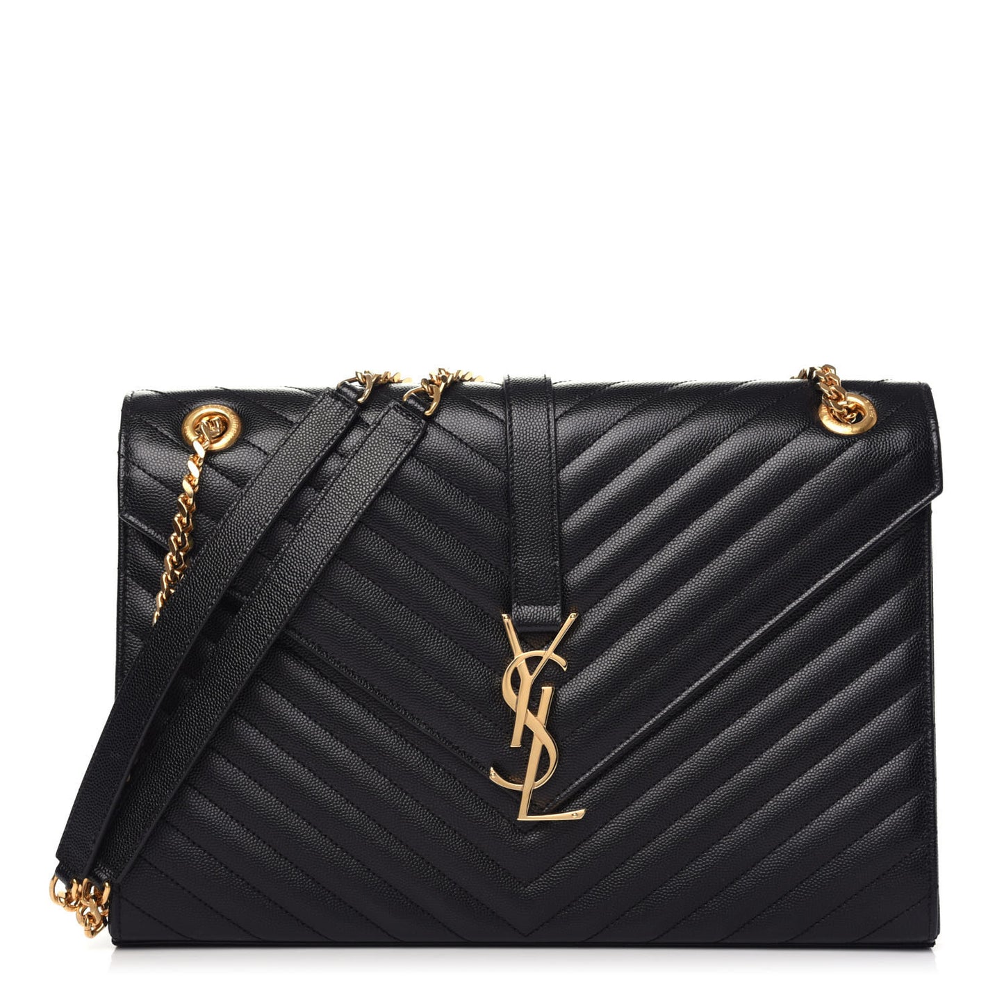 Grain De Poudre Matelasse Chevron Large Monogram Satchel Black