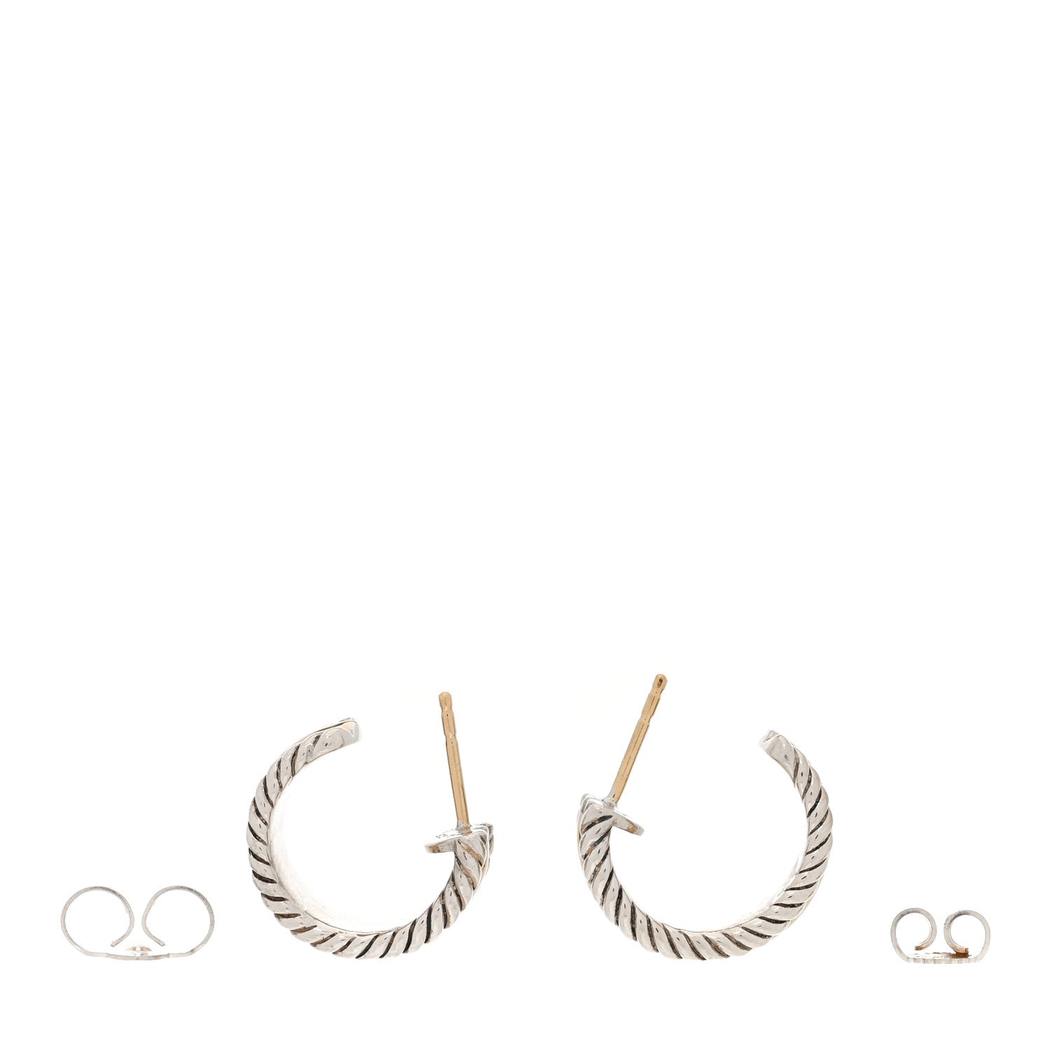 David Yurman Sterling Silver 14K Yellow Gold 16mm Cable Classics Hoop Earrings 6 of 8